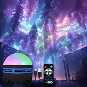 Northern Lights Starry Night Projection Lamp with Remote Control LED Starry Sky wave Projector for Bedroom Halloween Gift RGB Mood Lighting