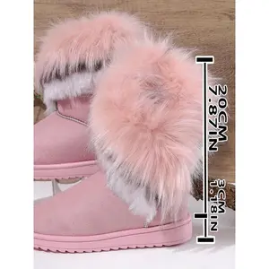 Women's Faux Fur Snow Boots, Fluffy Winter Ankle Booties with Tassel Design, Warm Outdoor Footwear for Cold Weather