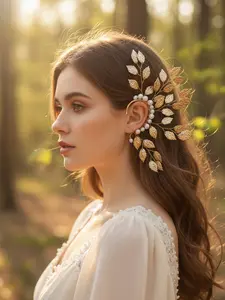 Boho Leaf Earring Clip-On, Fashionable No Piercing Ear Jewelry, Unique Alloy Design, All-Season Accessory