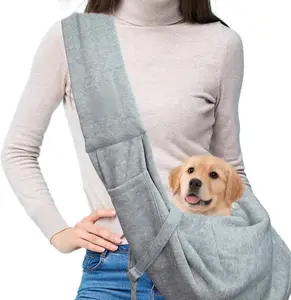 Dog Sling Carrier for Small Dogs, Puppy Carrier Sling Purse, Dog Bags For Traveling, Carrying Bag to Wear Medium Cat, Adjustable Crossbody Pet Sling Pouch Travel, Poop Bag Dispenser, Max 15 lbs