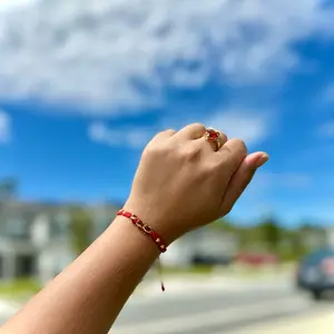 Sacred Hearts Red Bracelet Jesus Mary & Joseph Handcrafted Religious Jewelry