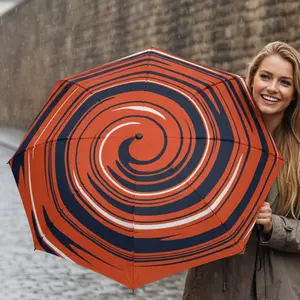 Bronco Swirl Travel Umbrella |  Denver Navy Blue & Orange