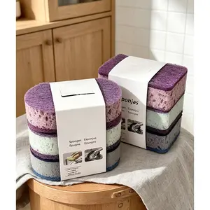 Thickened High-Density Colorful Dish Sponge Scrubber –  Dual Sided Kitchen Scrub Pad for Pots and Pans, Multi-Functional Non-Scratch Cleaning Sponge 3 Pack