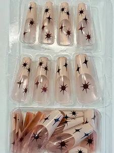 Long Press on Nail - Seamless Nail Extension for Personal & Professional Use - Ideal for Extending Nails with a Long Press Method - Star Design