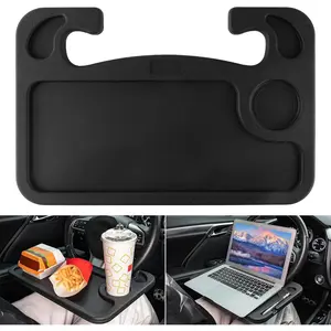 FixFlix Car Steering Wheel Desk for Laptop Multipurpose Travel Car Accessories Car Seat Stand Trays for Eating Steering Wheel Under Table Console Black