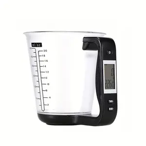 [Smart Measuring Cup] 600ml Smart Measuring Cup Scale With Thermometer| 6-In-1 Unit Conversion(lb/g/ml/oz/cup/ct)| Food-Grade PC Detachable Design| 0-40°C Real-Time Monitoring| Baking Sugar Control Essential With Battery Included