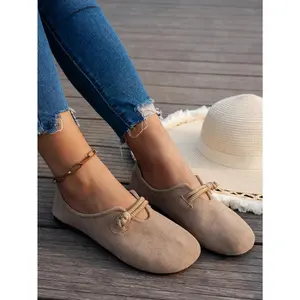 Suede Flats Shoes Closed Toe Ballet Flats Comfortable Dressy Casual Potato Shoes