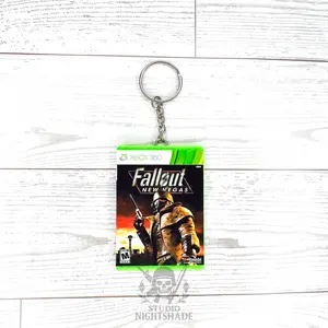 Mini xbox 360 Game Case Keychain inspired by Fallout New Vegas | Magnetic Opening Case wit Mini Disc