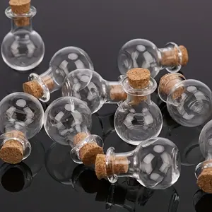 2/5pcs Mini Glass Bottles with Cork,Gift Star Wish Bottle, Unscented Small Perfume Vials, Decorative Miniature Drift Bottles for Stopper Glass Bottle For Drifting, Wishing, Candy Storage, Crystal & Gravel Decoration, Round Glass Vials, for Art Crafts, Wed