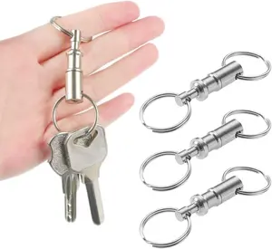 3 Pack Quick Release Detachable Keychain Dual Pull Apart Key Chain Spring Split Snap Separate Double Key Ring Lock Valet Keys Flashlights DIY Crafts Accessories