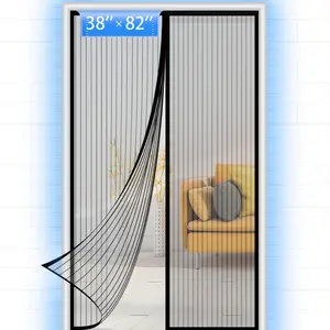 Screen Door Mesh, 38 x 82 Inch Magnetic Screen Door Deluxe Double, 34 Magnets Hands  Curtain, Keep Bugs Out Let Cool Air in Screen Door for Sliding Door Front Door, Pet and Kid Friendly