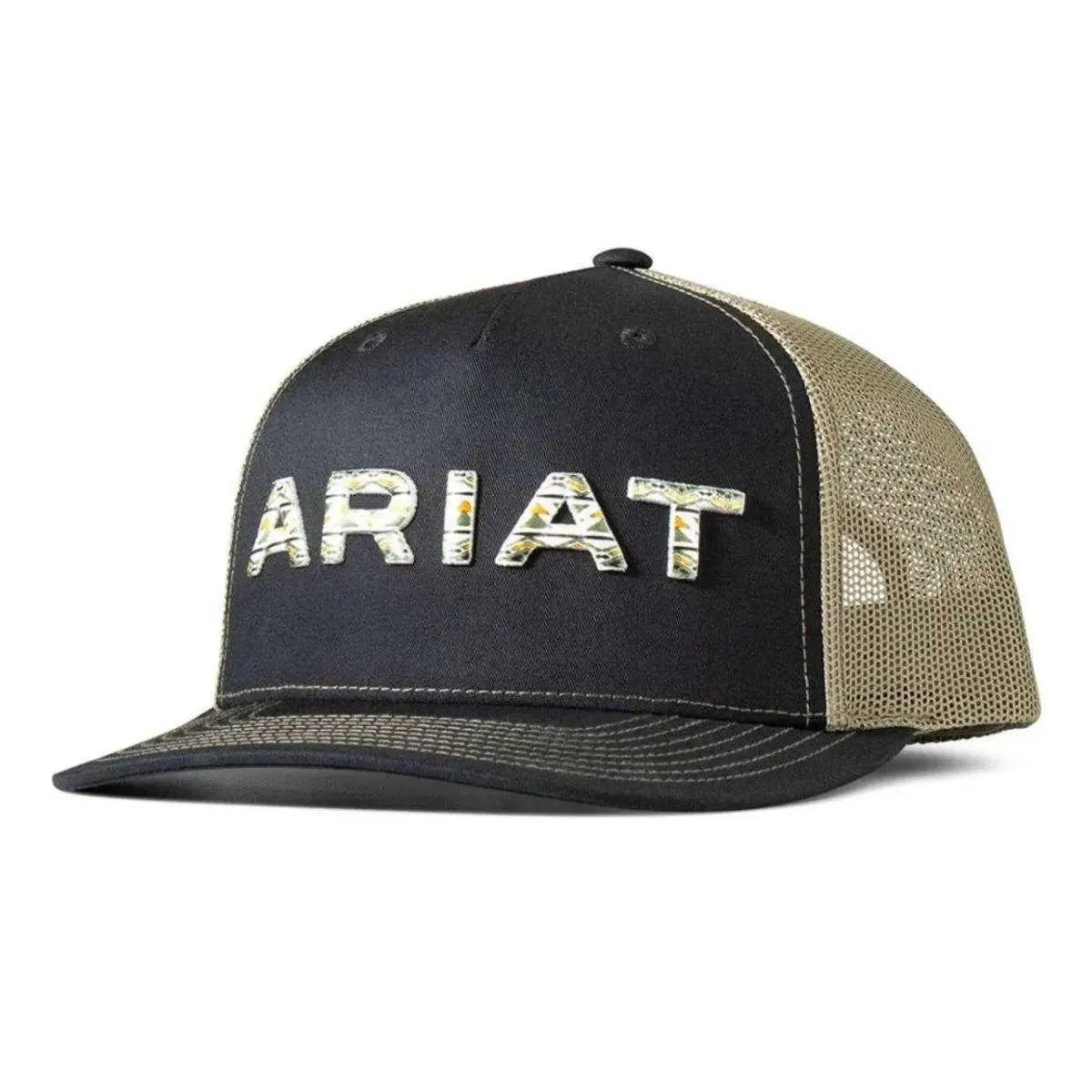 Ariat Unisex Black & Olive Aztec Mesh Back Snapback Hats