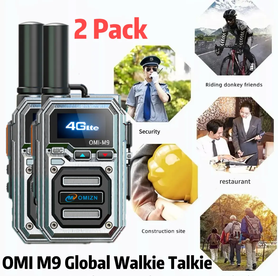 M9 Global Walkie Talkie Long Range Nationwide Two Way Radio, 5000 Miles Range Walkie Talkies, 7800mAh Battery, Shock-Resistant Casing, AES256 Encryption, Multiple Channels, Talker Alias