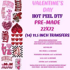 Valentines Day Faux Glitter Sequins Hot Peel DTF 22x72