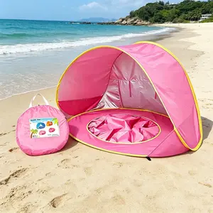 Portable Baby Seaside Beach Tent, Ideal Pop Up Kids Travel Tent with A Small Pool with Carrying Bag, Outdoor Indoor Play Tent