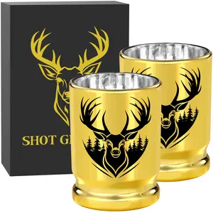 Reusable Plastic Margarita Cup Set with Deer Head Design, Hand Wash Only, Perfect for Christmas and Thanksgiving Parties
