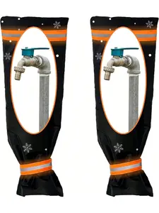 2PCS Outdoor Large Faucet Covers For Winter Freeze Protection With Reflective Strip, Outside Faucet Socks Reusable Waterproof Insulated Wrap Spigot Cover, Tap Jacket For Outdoor, Yard, Garden, Lawn