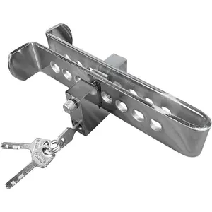Car Anti-Theft Brake Clutch Lock, Stainless Steel Portable Car Safety Lock, Car Brake Lock with 3 Keys, 8-Hole Brake Pedal Lock, Vehicle Safety Protection Locking Tool
