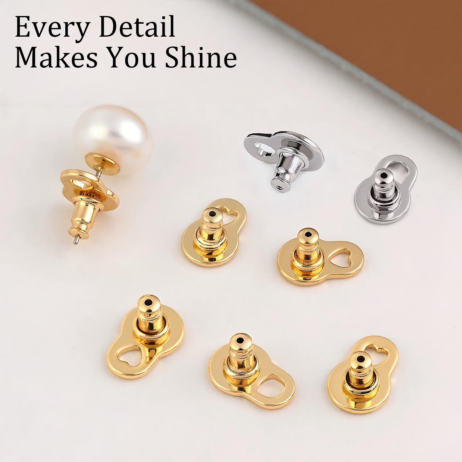 2 PCS 14K Earring Lifter Earring Backs Flat Support Back Buckle with Locking Function for heavy earrings Fashion Jewelry Accessories for Girl Women