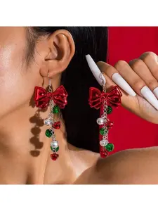 Elegant Christmas Bell Bow Earrings Set for Women, Statement Earrings, Daily Wear Holiday Jewelry, Perfect Christmas Gift, Fashionable and Stylish