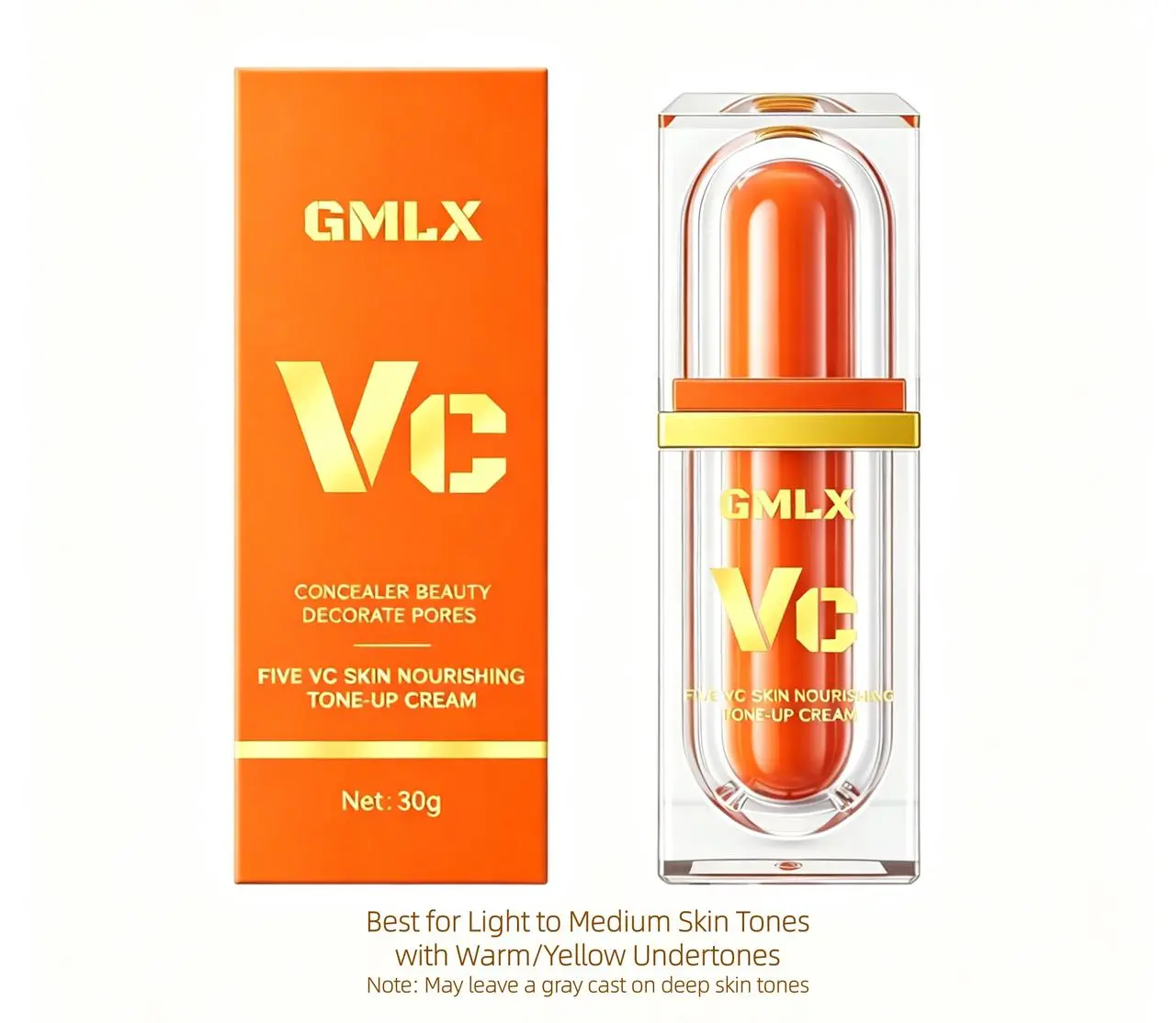 [VC NEW] GMLX 5x Vitamin C Illuminating Sensitive Skin Tint - UV-Protective Tinted Serum BB & CC Cream, Hydrating Light-Coverage Moisturizer, Anti-Aging, All-Day Radiance, Clean Vegan Skincare Makeup, Hyaluronic Acid Nourishing Gentle Concealer Foundation