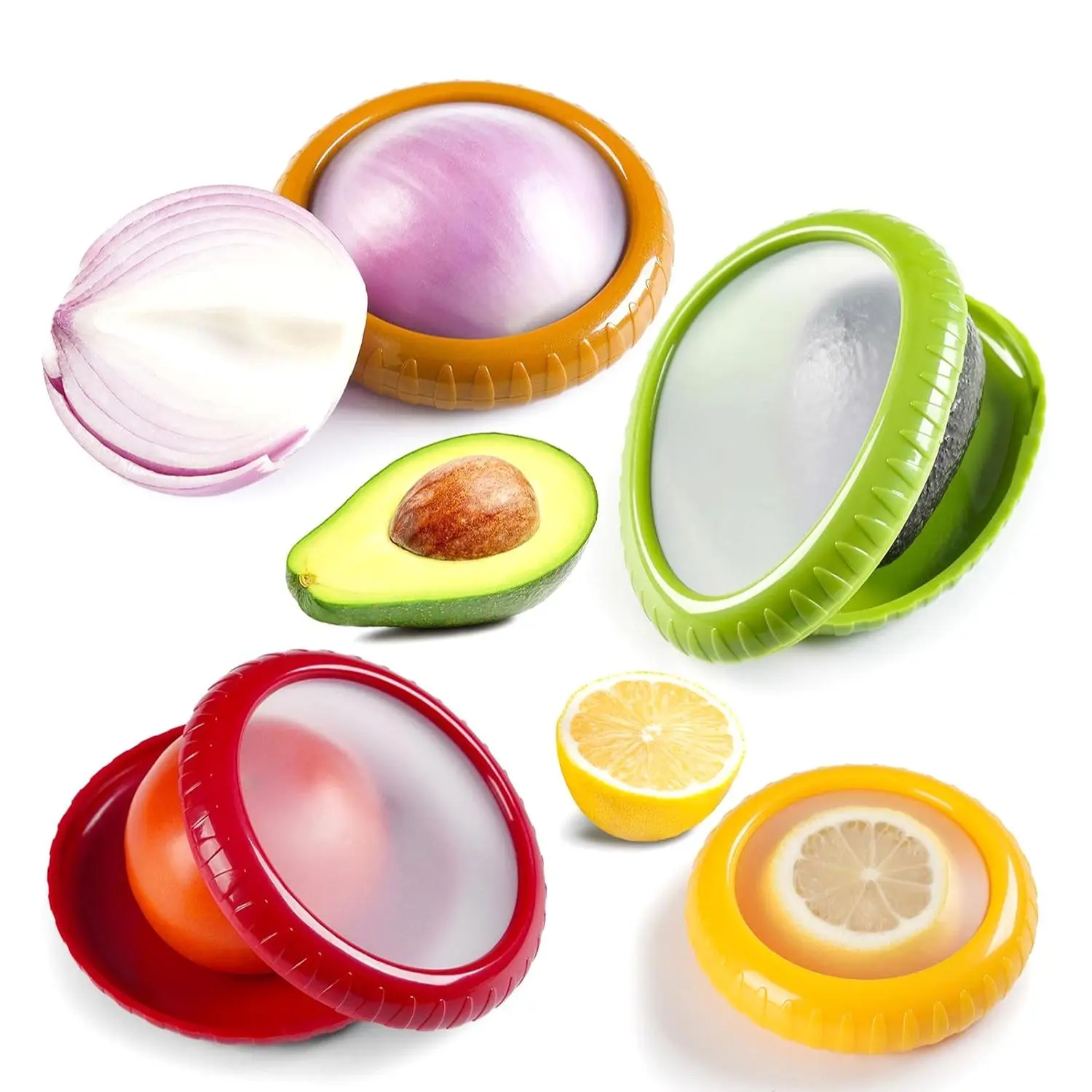 Silicone Fruit Vegetable Storage Box 4 Counts Reusable Fridge Fresh Pod Food Storage Preserving Containers, Suitable for Home Kitchen Dormitory Picnic Office, Reusable Snack Containers, Produce Storage Containers