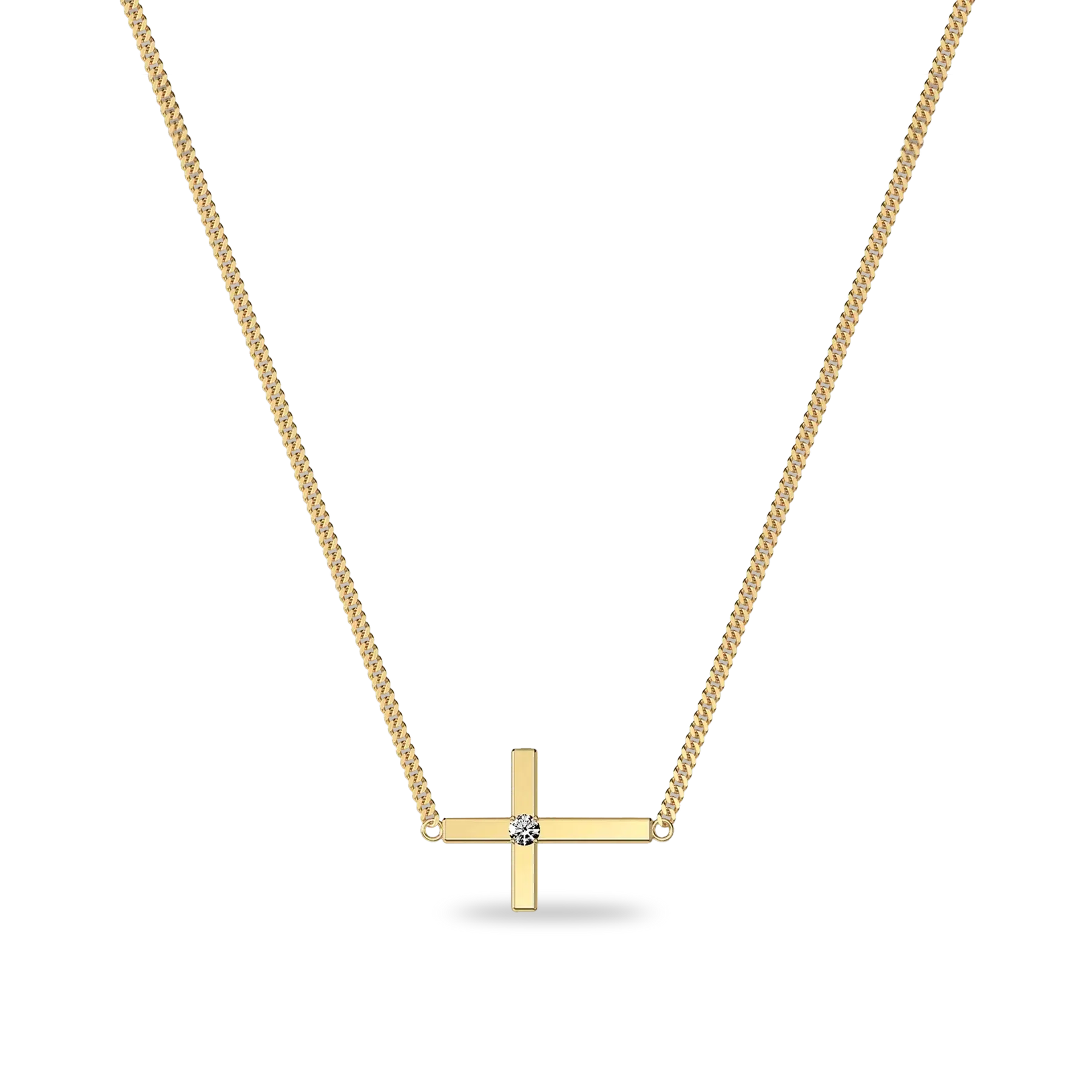 PASCAL Sideway Diamond Cross Necklace for Women & Men with Lab-Grown Diamonds Minimalist Jewelry