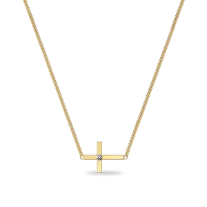 PASCAL Sideway Diamond Cross Necklace for Women & Men with Lab-Grown Diamonds Minimalist Jewelry