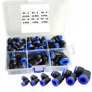 58-Piece Pv Air Hose Fitting Kit, Quick Connect Male Connector, Multiple Sizes (4-14mm), Polyurethane PU Tube Push-In Fittings, Comprehensive Set