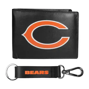 Siskiyou Sports NFL Leather Bi-Fold Wallet & Strap Key Chain