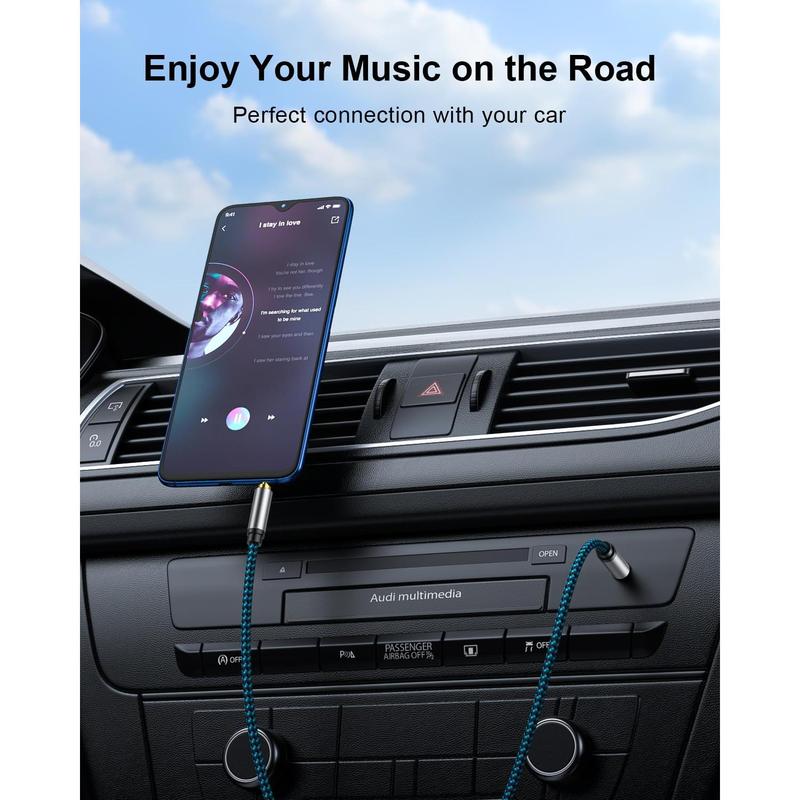 Aux Cord 5ft/1.5M, Nylon Braided 3.5mm Audio Cable Headphone Cable 3.5mm Male to Male Aux Cord for Car, for Headphone,Tablets, Speakers