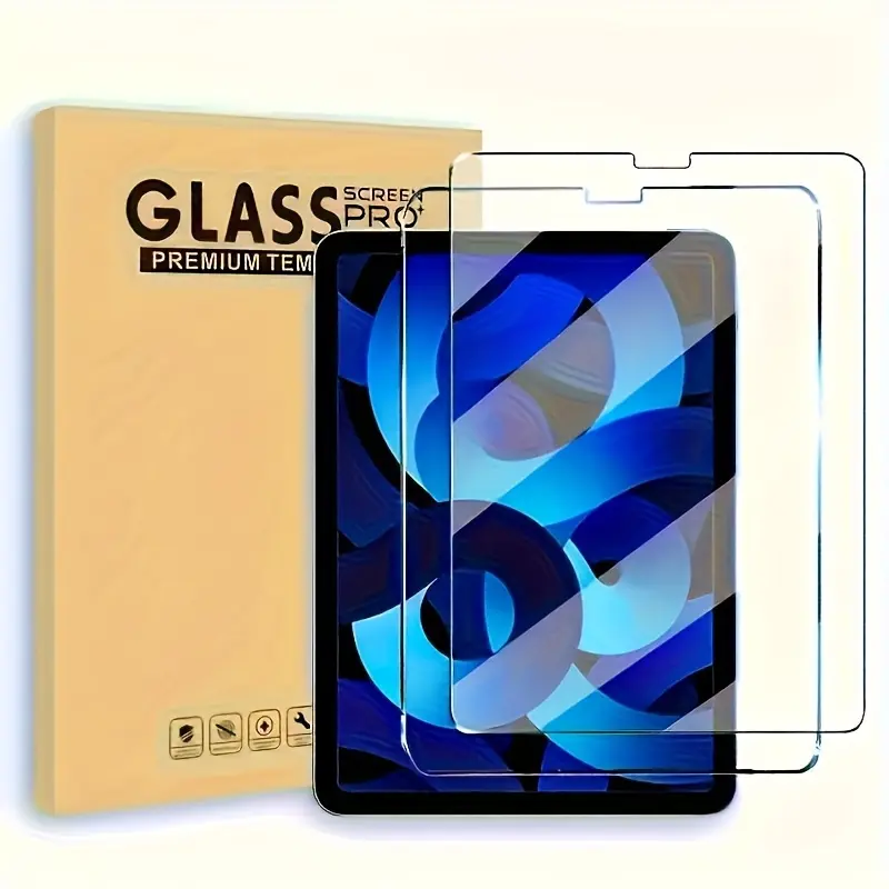 2-Pack HD Tempered Glass Protective Screen Protector Set for iPad Pro 11-Inch and Air 4/5, 10.9-Inch Tablet, Anti-Fingerprint, Scratch-Resistant, Shatterproof