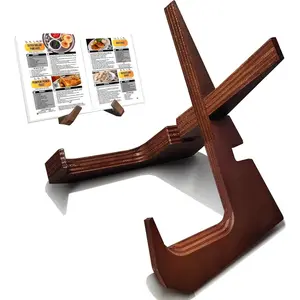 Cookbook Stand for Kitchen Counter Holds 600-Page Books | Elegant Rustic Wooden Cook Book Stands for Display of Recipes & Tablets | Adjustable & Detachable Cookbook Holder Stand for  Chefs