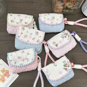Small Floral Storage Bag, Portable Women's Card Holder, Ccd Camera Bag, Handheld Earphone Organizer, Multipurpose Durable Pouch