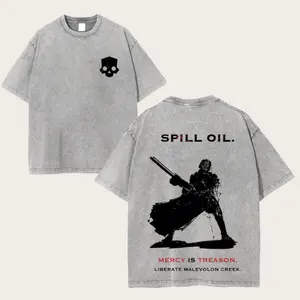 Helldivers 2 - Spill Oil Oversize Unisex Washed T-Shirt, Double Printed Streetwear Game Merch Gift For Fan