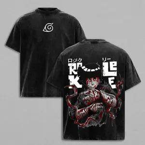 Vintage washed heavy cotton oversized t-shirt for anime fans, double-printed retro androgynous streetwear graphic top, Tai Chi warrior version, multi-color anime merchandise men's Georgian outfit with lemon devil logo printed as a gift