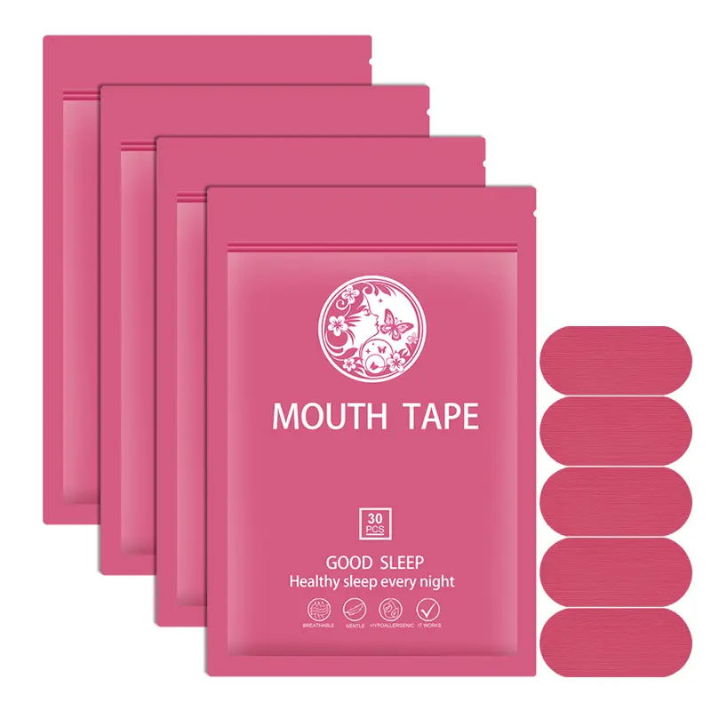 Hypoallergenic Sensitive Skin Anti-Snoring Mouth Tape - Sleep Support Sports Tapes, Gentle Wear Sleep Aid Supplies, Breathable 120/60/30 Strips, Black/Pink, 4-Month Supply, Proven Effectiveness (Pink)