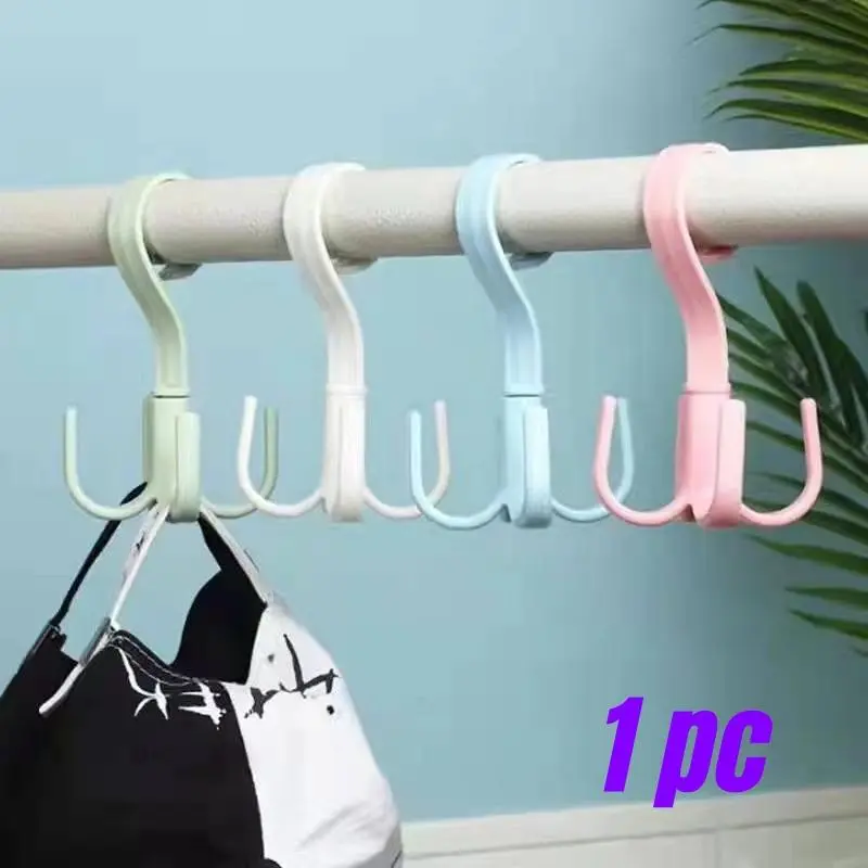 A 360-degree Rotating Hook, a Plastic Four-claw Storage Hook, a Multi-functional Wardrobe Hook for Bags and Ties, Utility Hooks