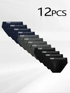 Men's Letter Tape Solid Colored Triangular Underpants for Daily Wear, Casual Men's Underwear for All Seasons, Undergarments, Soft Comfy Brief