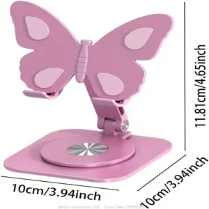 [Aluminum Phone Bracket] 360-degree Rotating Aluminum Alloy Lazy Mobile Phone Bracket - Cross-border Butterfly Shape Desktop Universal Folding Flat Bracket