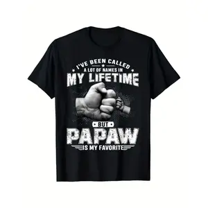 Men'S & Women'S Funny Family T-Shirt - Heavyweight Retro Graphic Tee with "I've Been Called a Lot of Names But Papaw Is My Favorite" Slogan, Grandpa & Papaw Design, Plus Size Casual Round Neck Short Sleeve Shirt for Grandparents Day Gifts