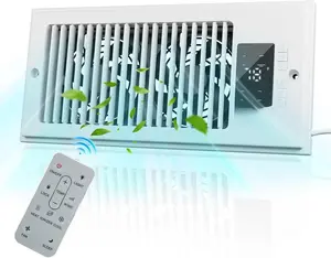 Register Booster Fan 4"x10", 10-Speed Quiet Vent Fan with Negative Ion, Thermostat & Remote, Enhances and Improves Heating & Cooling Efficiency, Air Vent Booster for Home Room Comfort, White