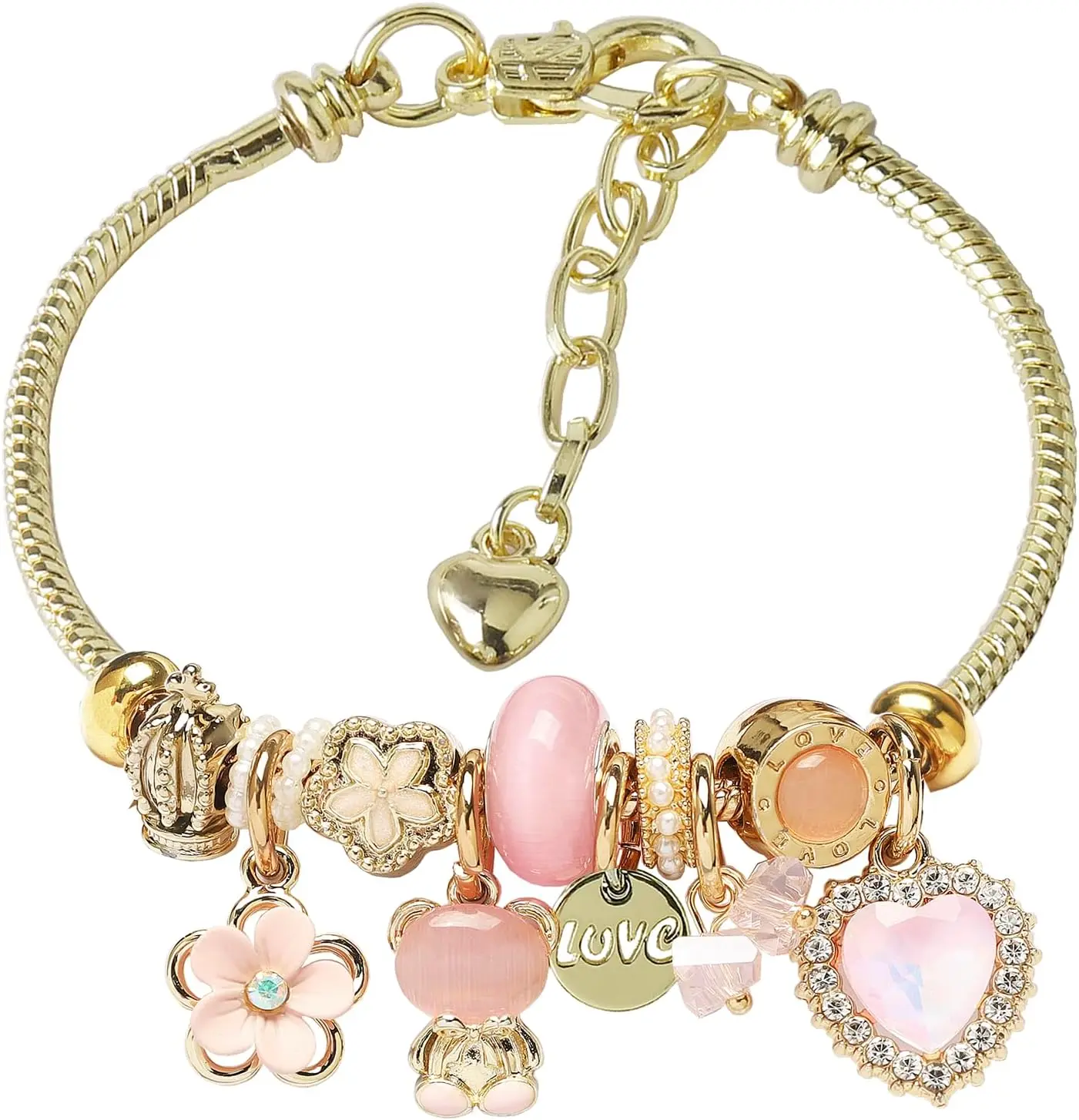 Charm Bracelets for teen girls exquisite cute cartoon frienhip bracelet  Stainless Steel Bangle birthday  box Adjustable little girls ki  holiday gifts