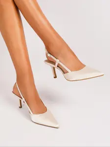 Women's New Fashion Elegant Stiletto High Heels, Pointed Toe Slip-On PU Leather Shoes, Footwear, Sexy All Season Wear, Medium Shoe Width