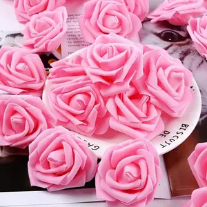 Artificial Rose Flower Heads, 100 pieces Pink Foam Roses Artificial Flower for DIY Wedding Bouquets Centerpieces Arrangements Party Baby Shower Home Decor