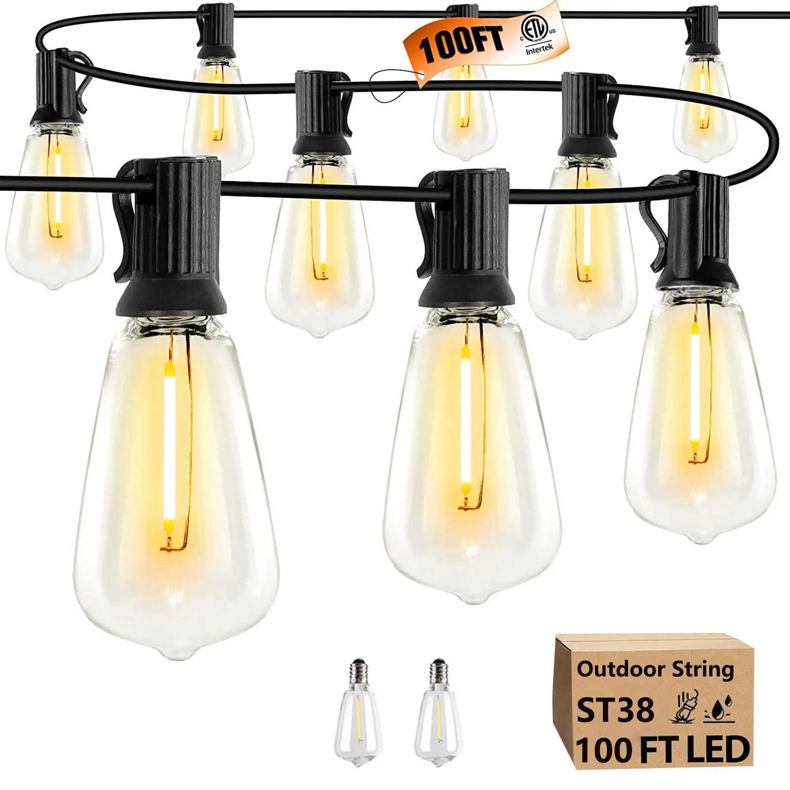 LED Bulb String Light, Outdoor String Light, Connectable LED String Light, Suitable for Porch, Backyard, Garden, Cafe, Restaurant, Party, Wedding