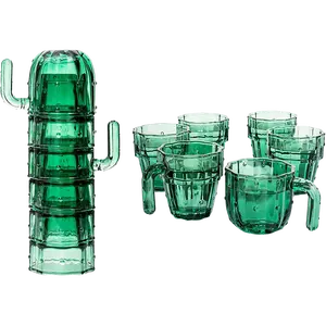 Cactus Stackable Glasses, Set of 6-10 oz