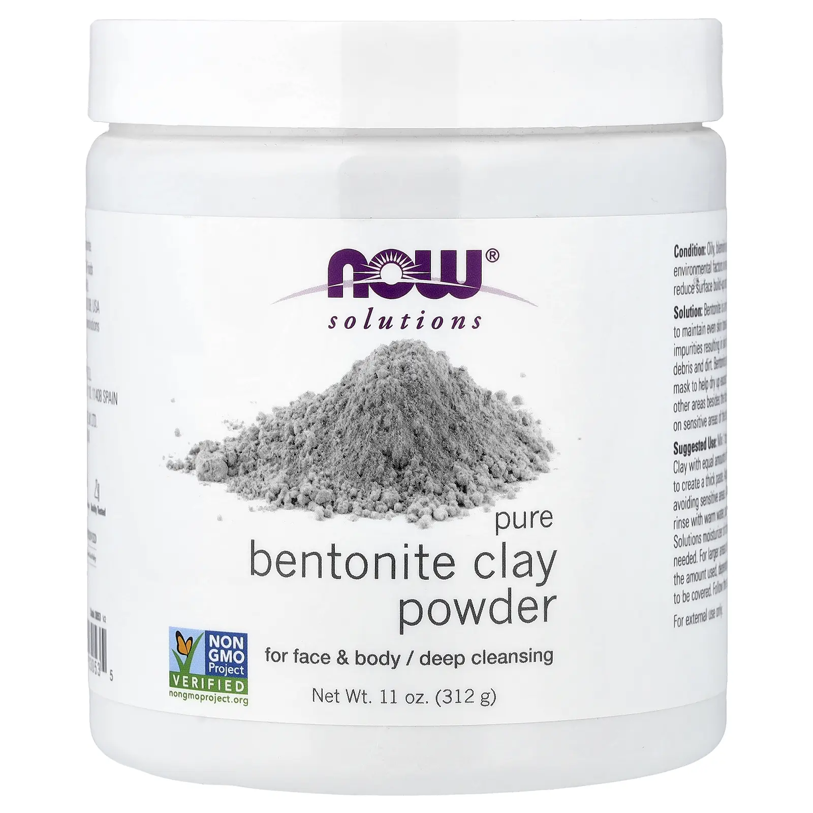NOW Foods Solutions, Pure Bentonite Clay Powder, 11 oz (312 g)