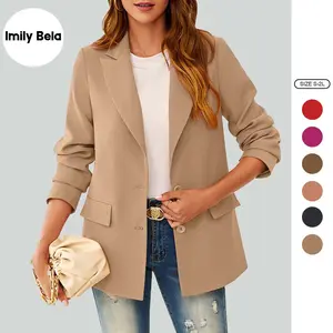 Imily Bela Women's Casual Blazers Long Sleeve Lapel Button Open Front Work Office Blazer Jackets Suit