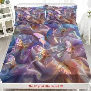 Bed Sheet Set (1 Fitted Sheet + 2 Pillowcases), Modern Style, Comfortable and Aesthetic, Suitable for Dorms and Hotels, All Seasons